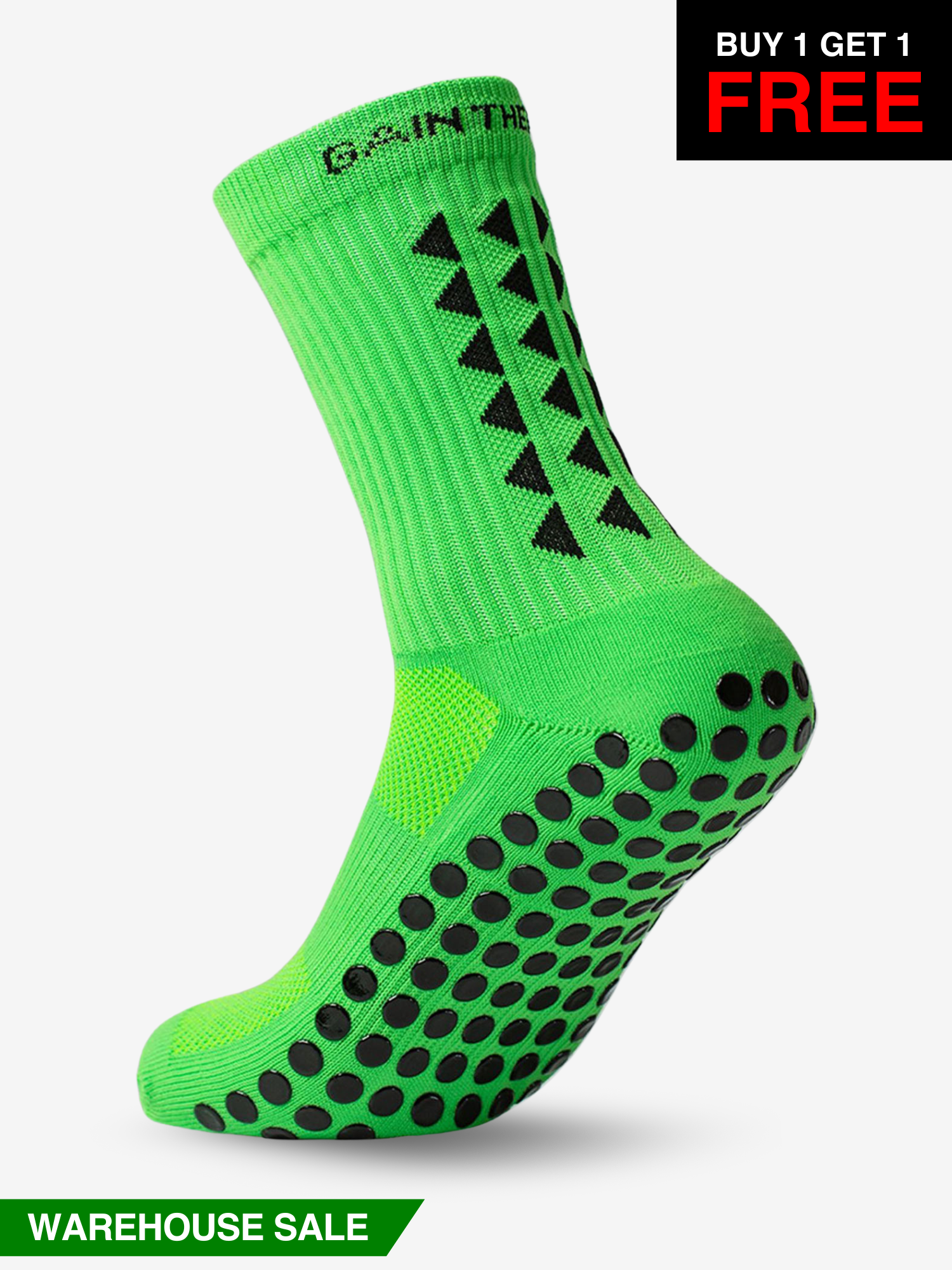 GRIP SOCKS 2.0  MidCalf Length - Green - WAREHOUSE SALE BUY 1 GET 1 FREE - Gain The Edge Official