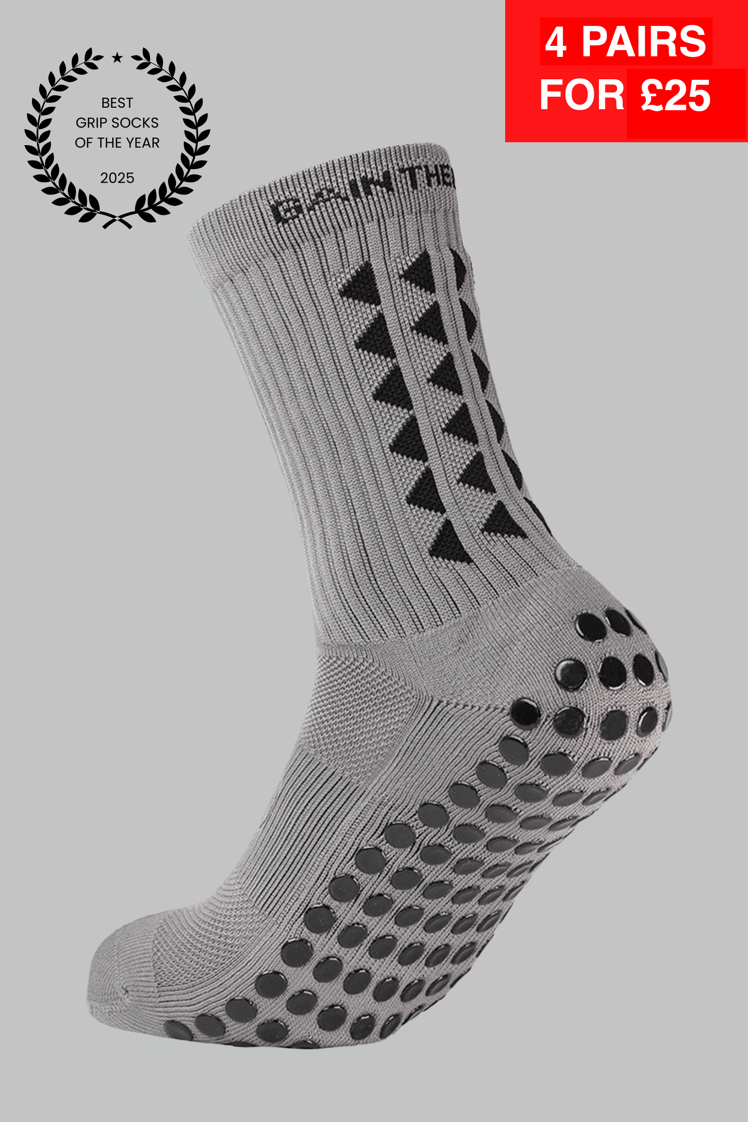 GRIP SOCKS 3.0  MidCalf Length - Grey - Gain The Edge Official