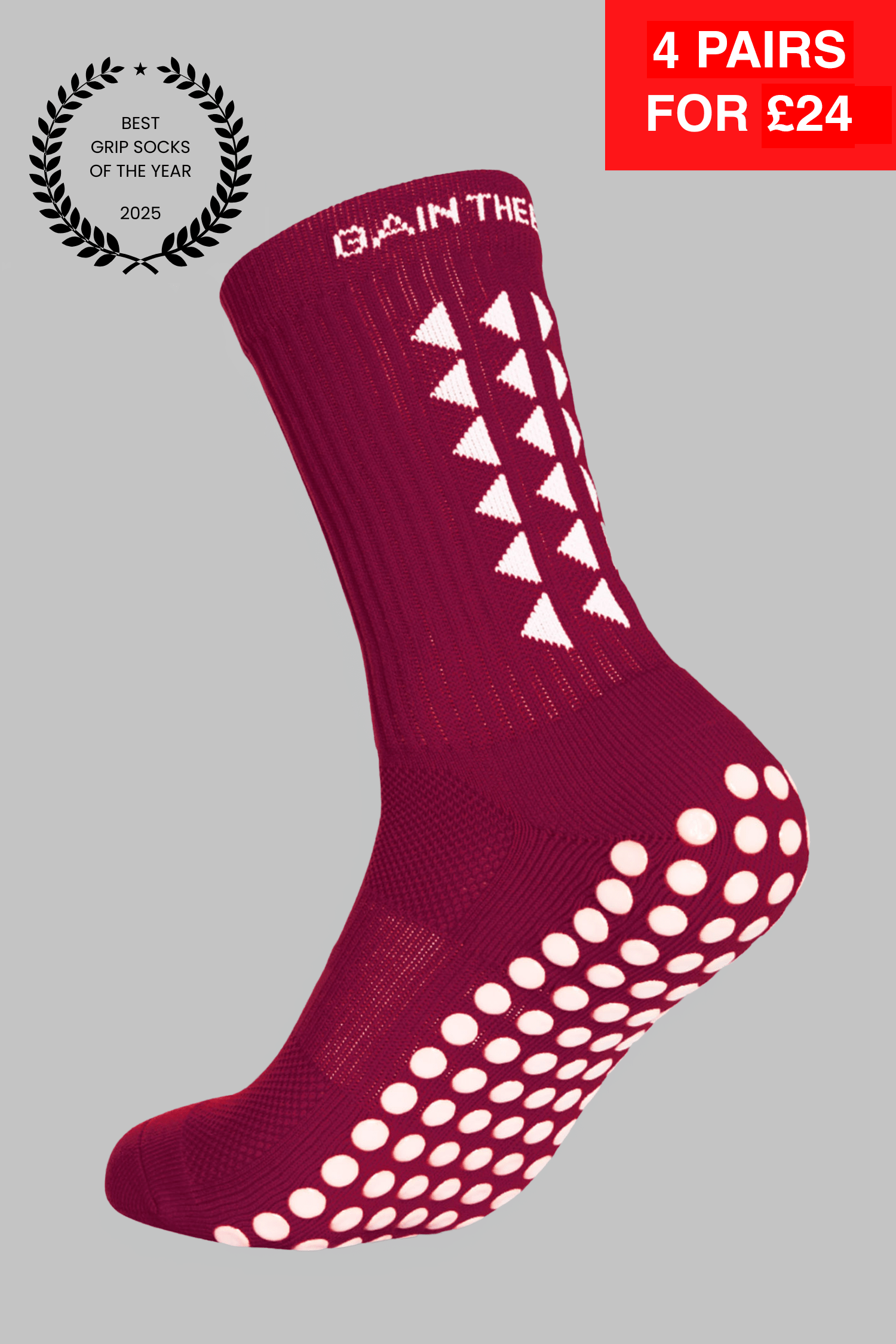 GRIP SOCKS 3.0  MidCalf Length - Maroon - Gain The Edge Official