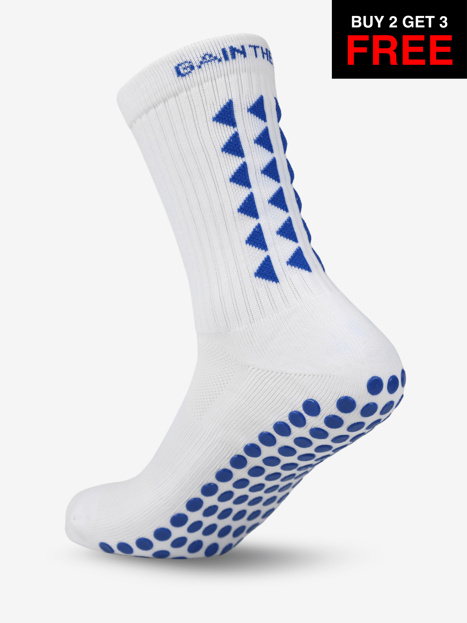 LIMITED EDITION GRIP SOCKS 3.0 - White & Blue - SALE BUY 2 GET 3 FREE - Gain The Edge Official