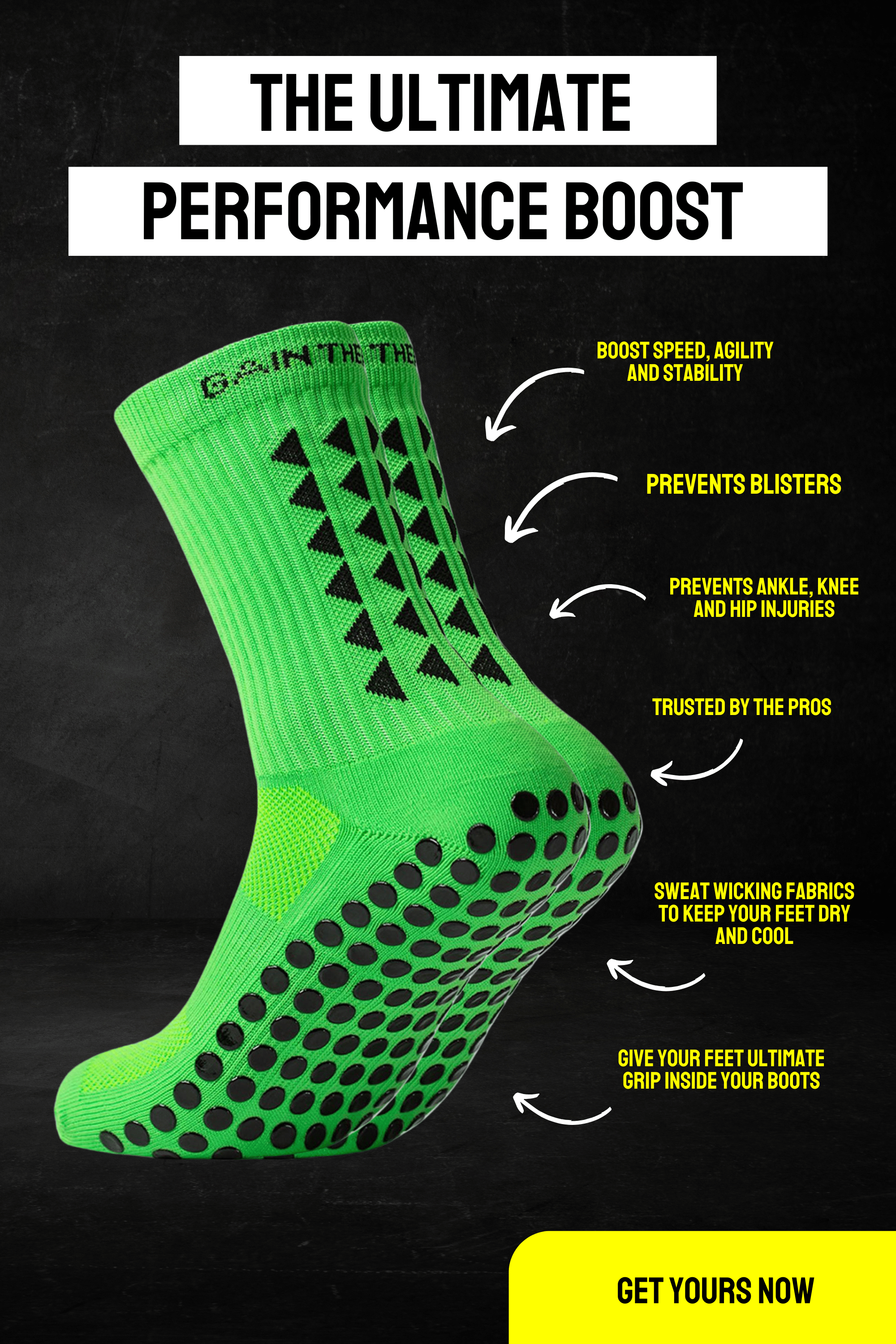 GRIP SOCKS 2.0  MidCalf Length - Green - Gain The Edge Official