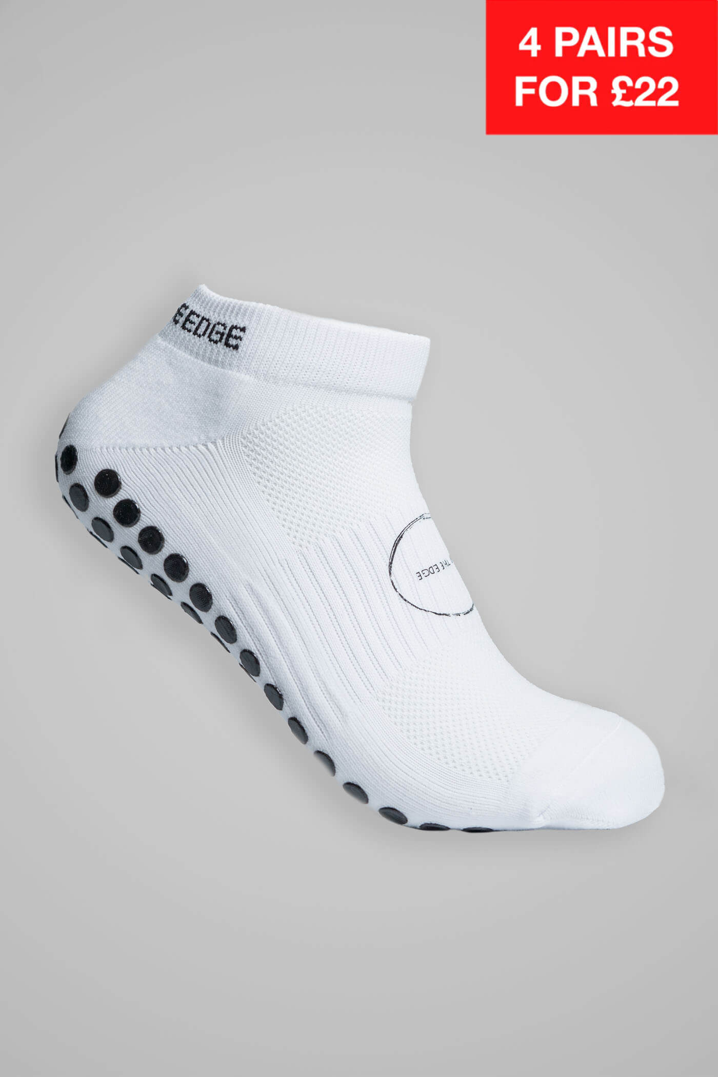 GAIN THE EDGE GRIP SOCKS 2.0 ⚽️ White MIDCALF Large Size 8-13 Football Rugby