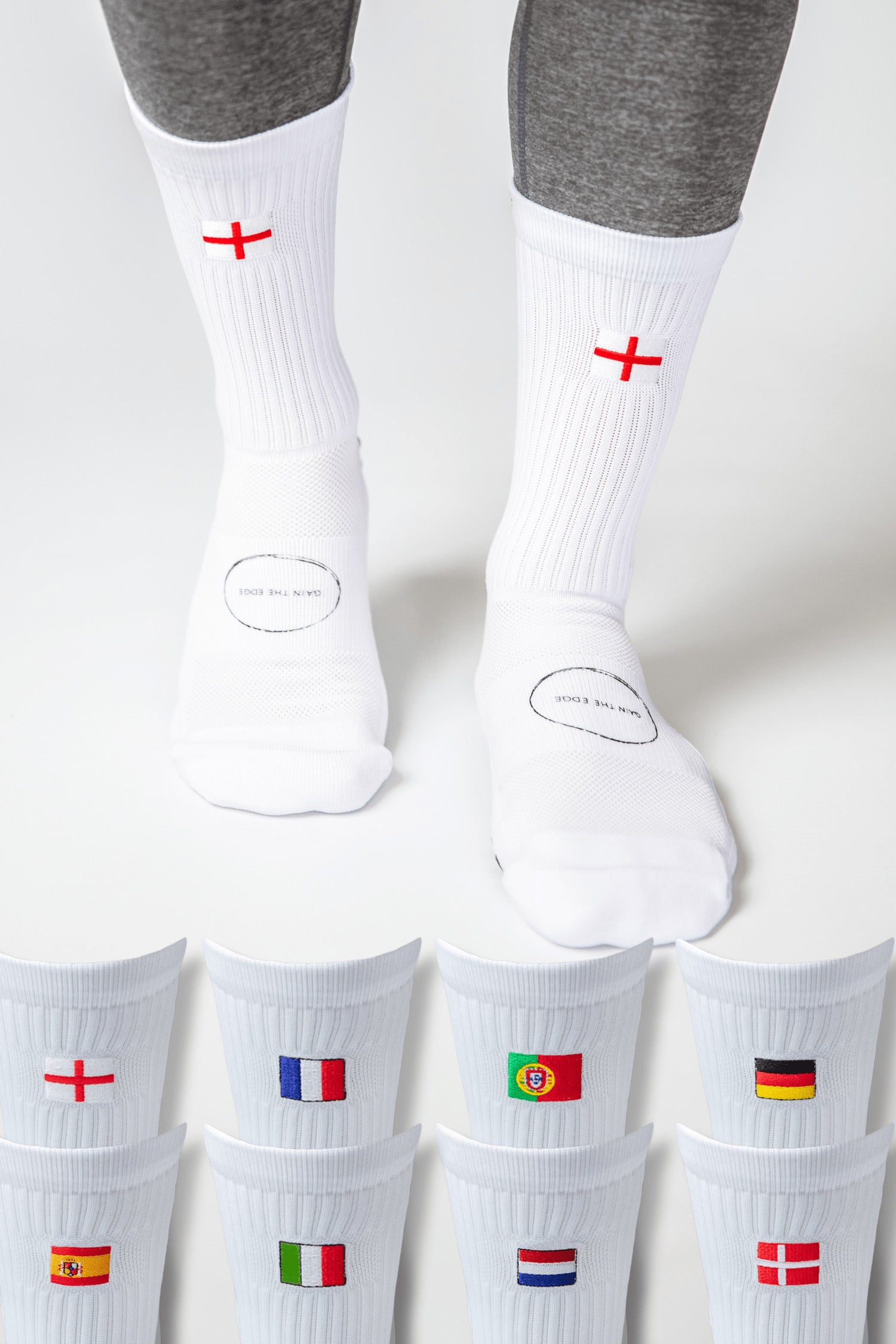 FLAG GRIP SOCKS 2.0  MidCalf Length - White - Gain The Edge Official