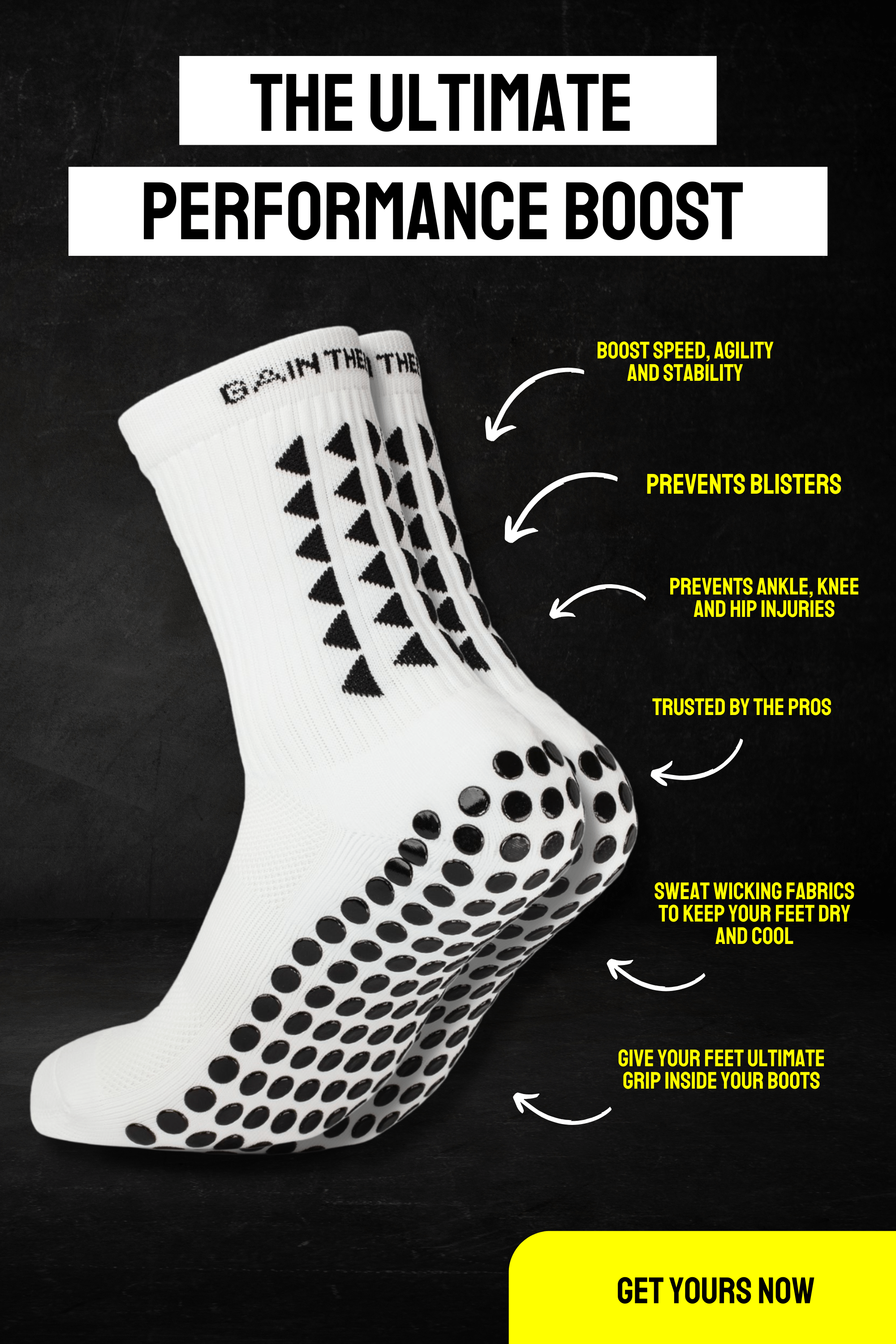 GRIP SOCKS 2.0  MidCalf Length - White - Gain The Edge Official