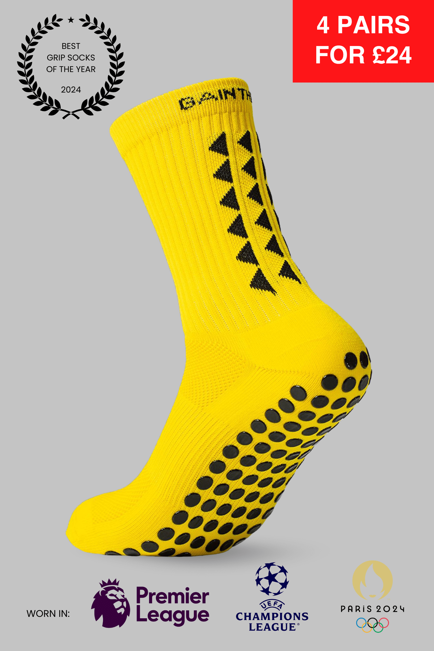 GRIP SOCKS 2.0  MidCalf Length - Yellow - Gain The Edge Official