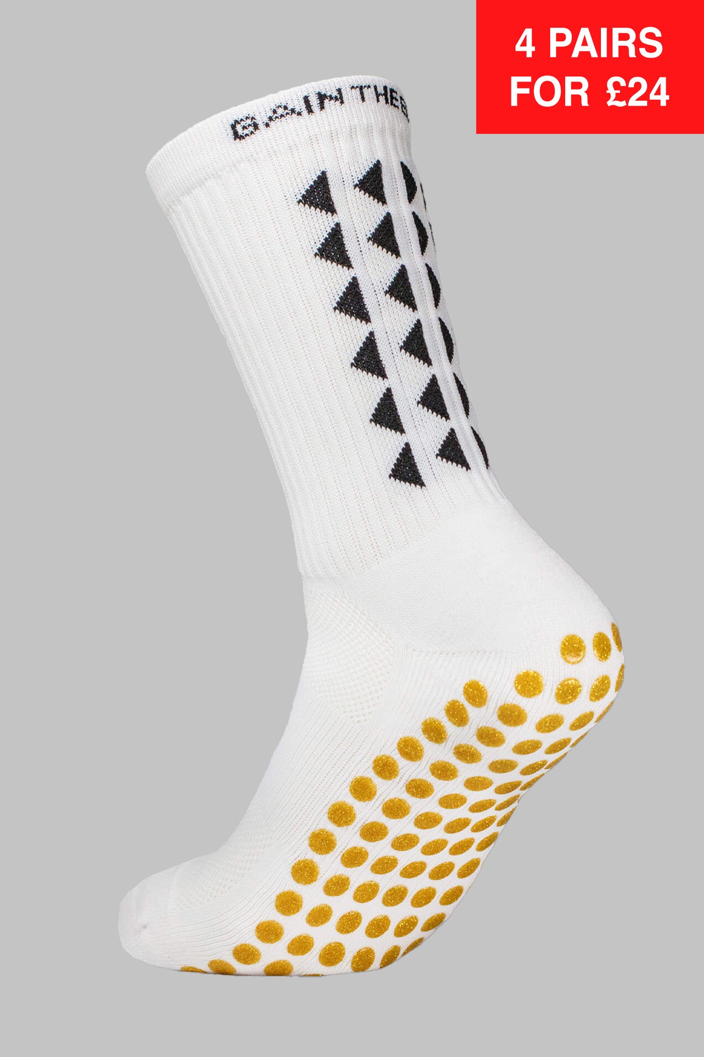 LIMITED EDITION GRIP SOCKS 2.0 - White & Gold Grip - Gain The Edge Official