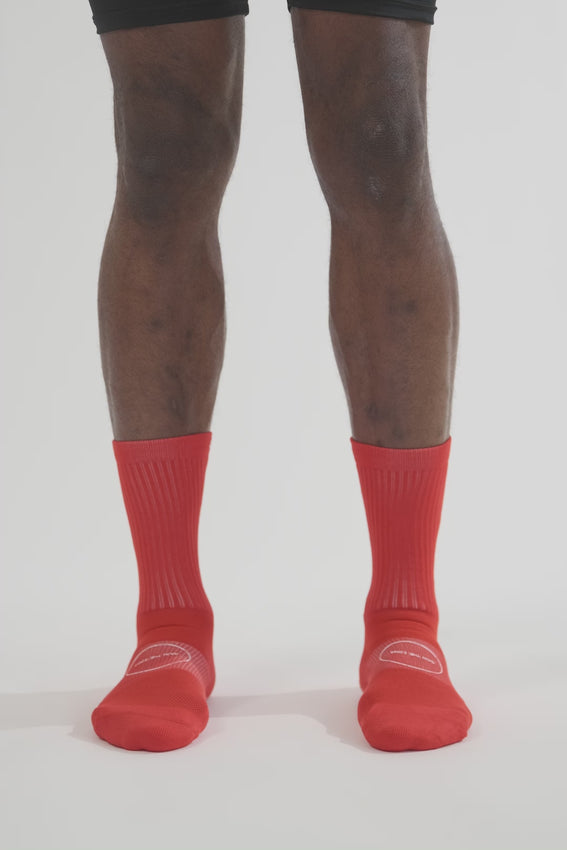 Men Mid-Calf Thick Running Socks - Blue/Red