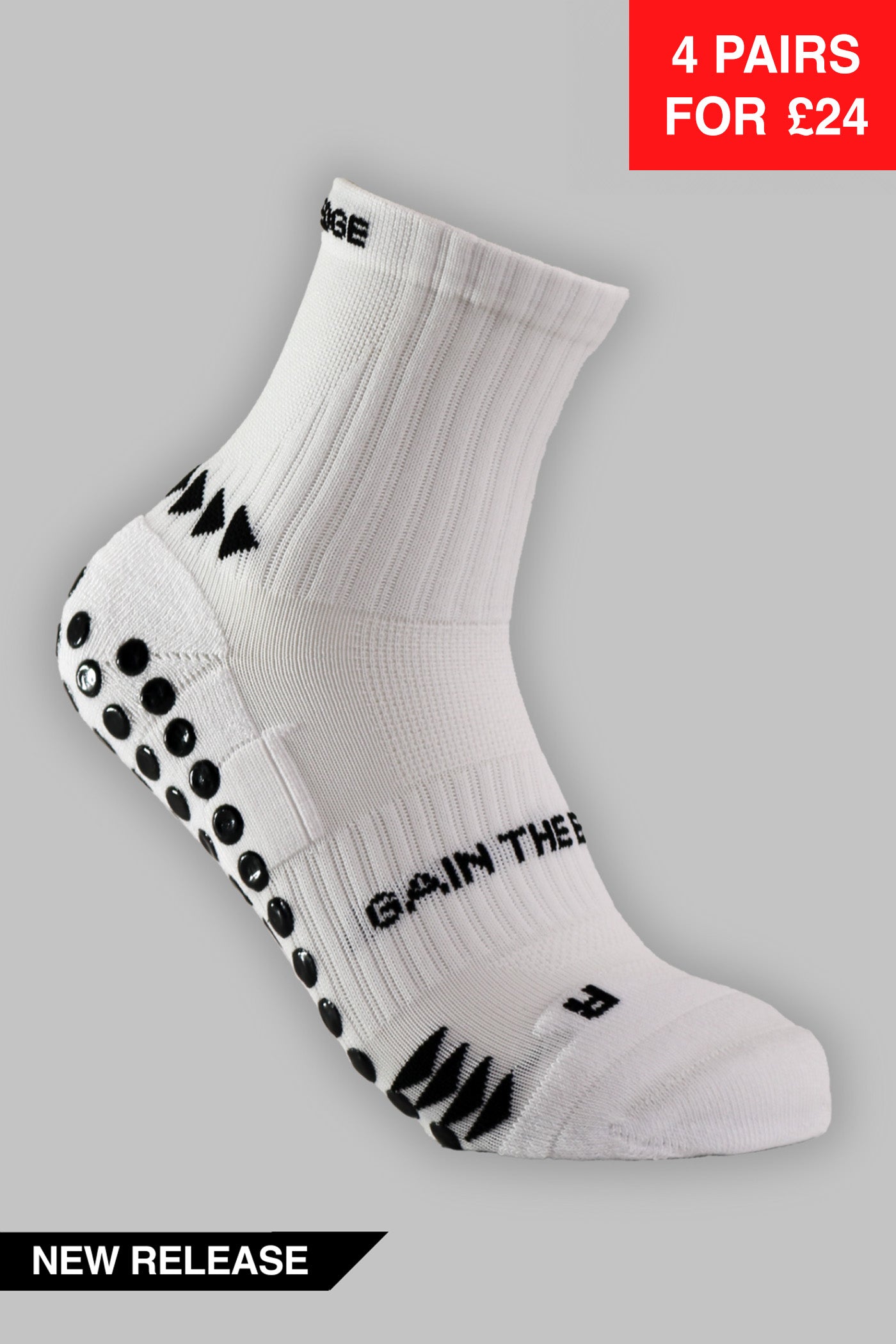 Grip Running Socks Quarter Length - White - Gain The Edge Official